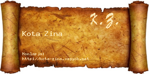 Kota Zina névjegykártya